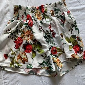 flowy floral shorts